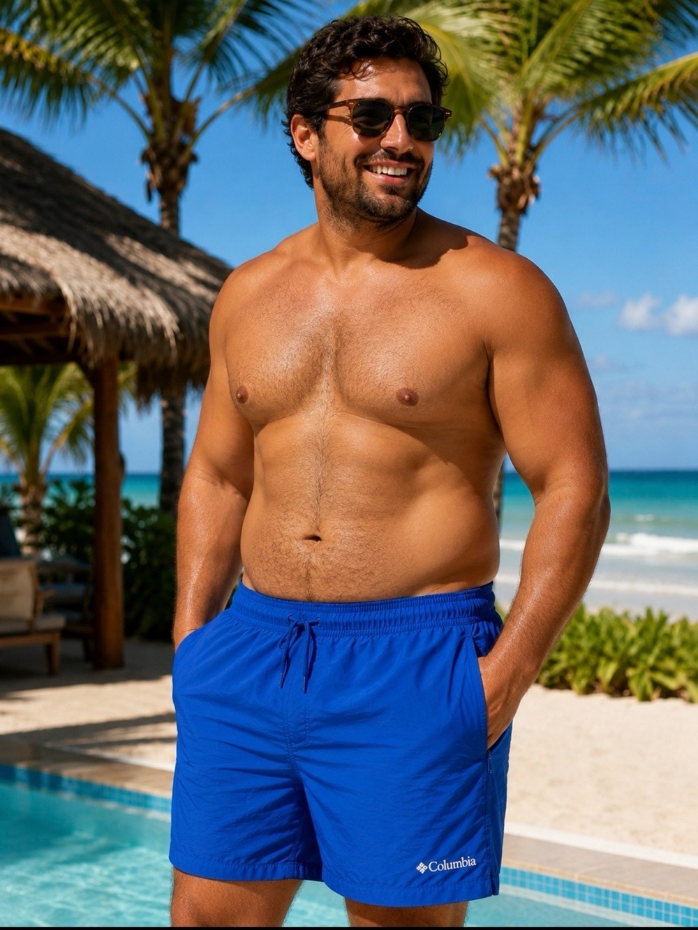 Columbia XXL Blue Swimsuit Board Short Mesh Lined Drawstring Beach Pool Vacation